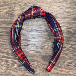 J.Crew turban knot headband in Stewart plaid